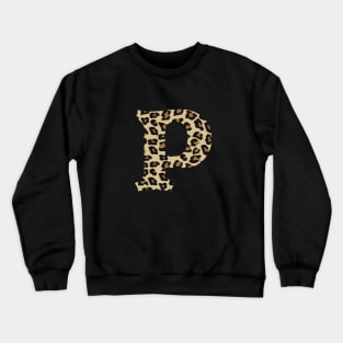 Letter P Leopard Cheetah Monogram Initial Crewneck Sweatshirt